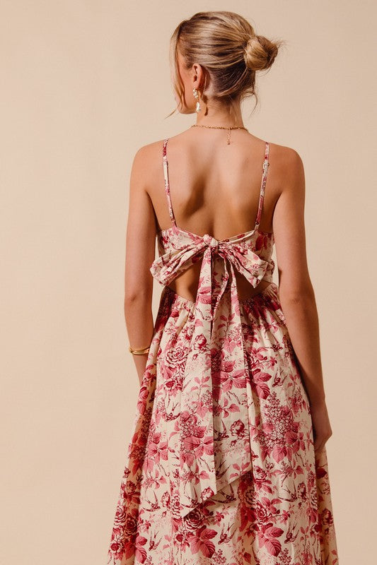 Rosie Floral Tie Back Midi Dress