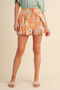 Loren Pleated Print Shorts