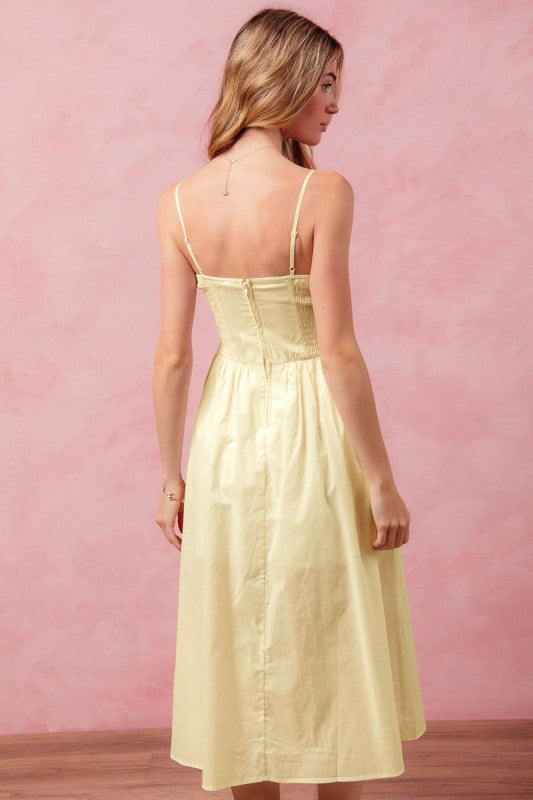 Callie Dip Front Smocked Midi Dress