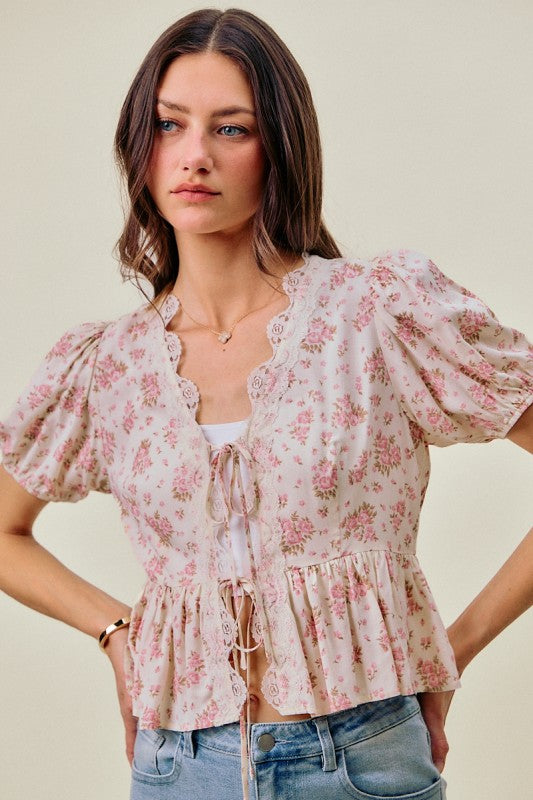Kayla Floral Tie Front Top