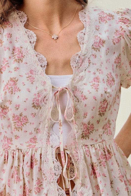 Kayla Floral Tie Front Top