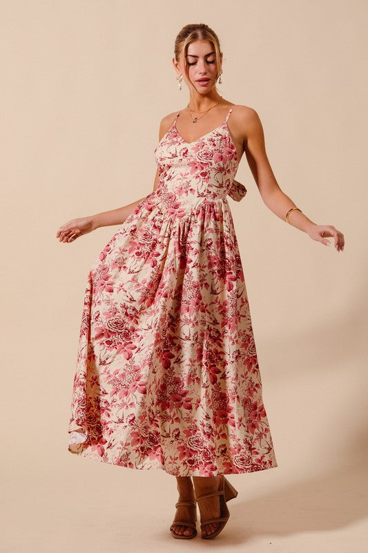 Rosie Floral Tie Back Midi Dress