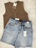 Judy Blue 2 Button Mid Length Dad Shorts