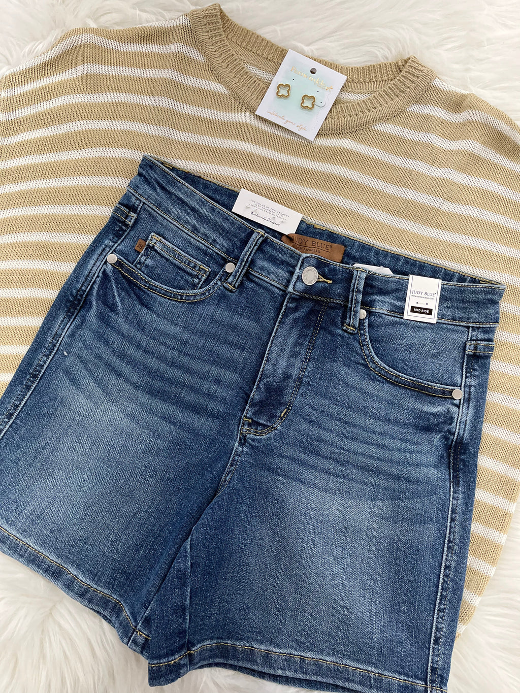 Judy Blue Tummy Control Mid Length Shorts
